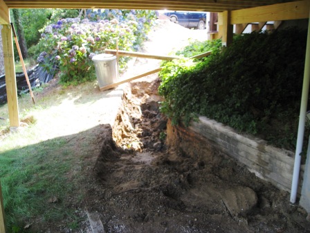 Excavate for new stone steps